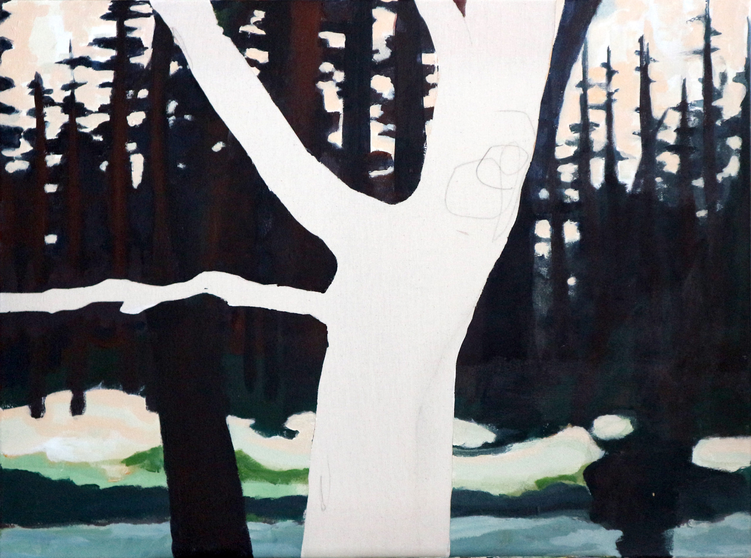 Dancing Trees – Rozendaals Laantje 3 – 60 x 80 cm – Acryl op doek