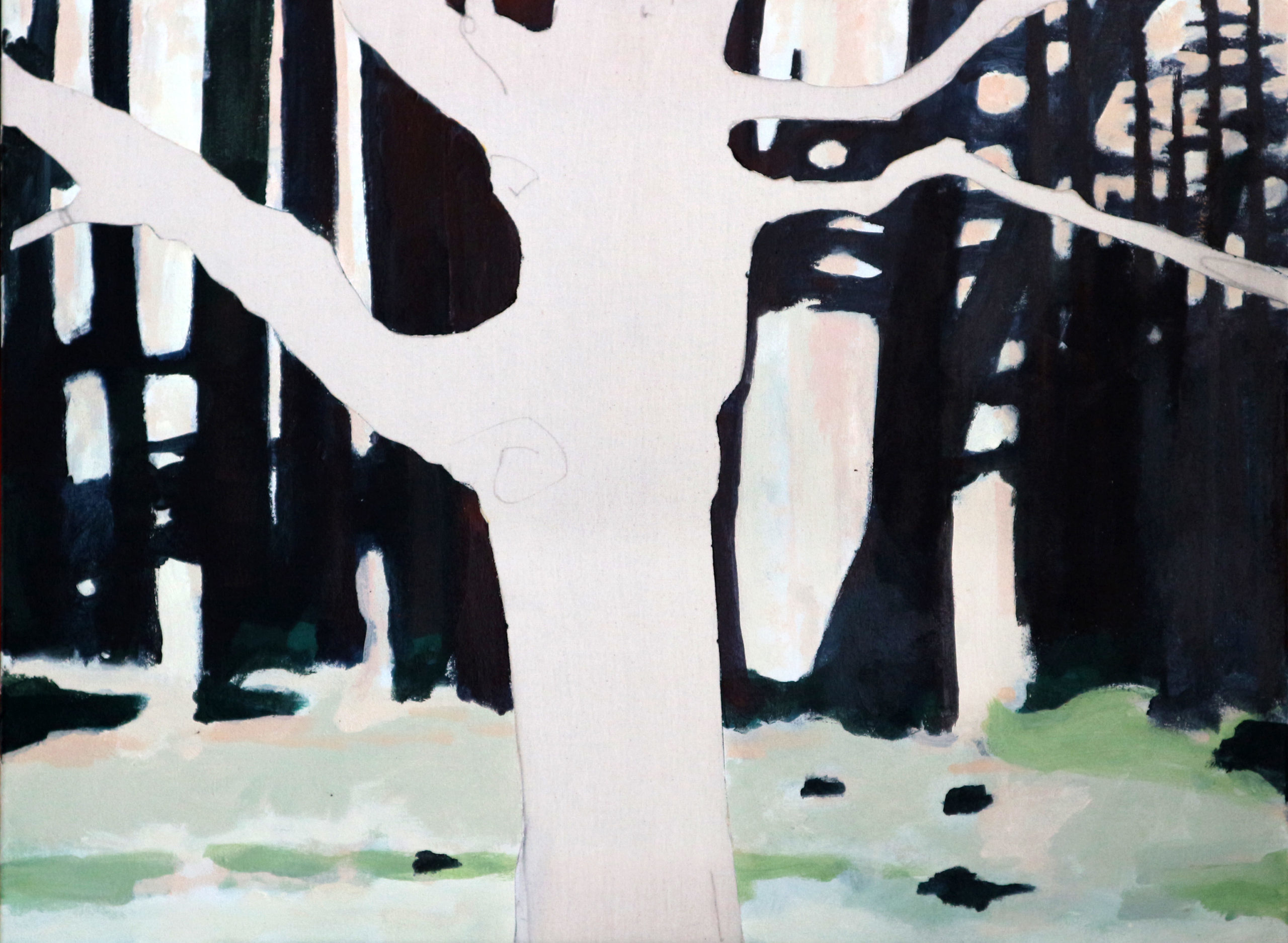 Dancing Trees – Rozendaals Laantje 2 – 60 x 80 cm – Acryl op doek