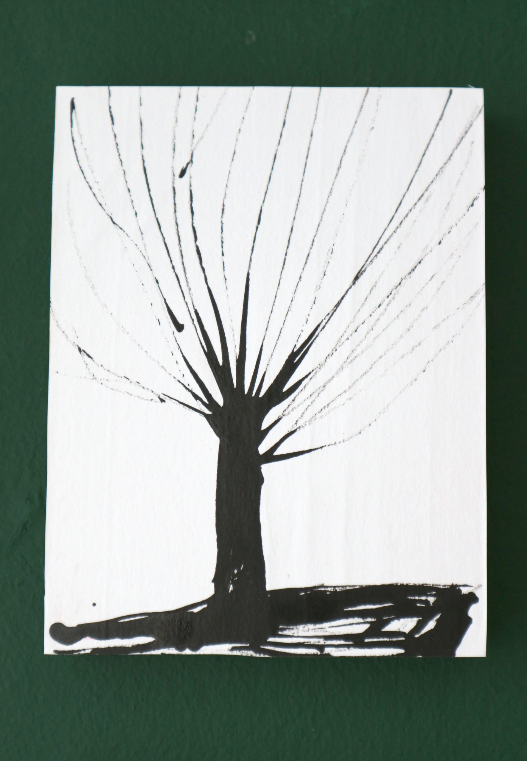 Boom#8, 12x15cm, inkt op papier, papier op hout, 2020